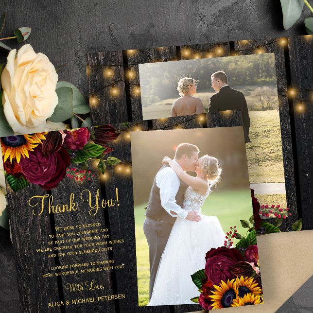 Budget 2 photos sunflower roses wedding thank you (Creator Uploaded)