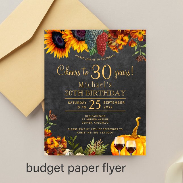 Budget 30 years rustic fall 30th birthday party  flyer (Creator Uploaded)