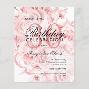 Budget 30th Birthday Floral Rose Gold Invite Flyer