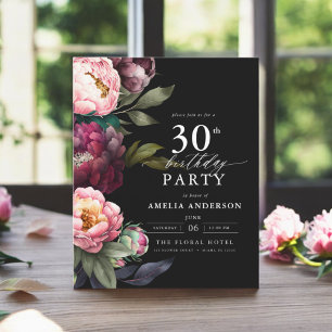 Budget 30th Birthday Moody Floral Invitation Flyer