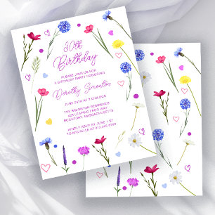 BUDGET 30th Birthday Party Wildflower Invitation