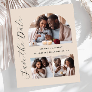 Budget 3-Photo Arch Beige Save the Date