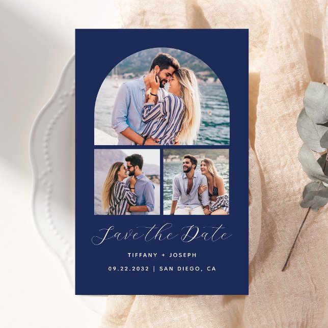Budget 3 Photo Arch Navy Save the Date (Creator Uploaded)