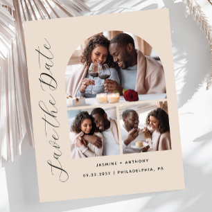 Budget 3-Photo Beige Save the Date
