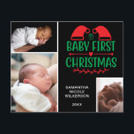 Budget 3 Photo Collage Baby's First Christmas Card<br><div class="desc">Create your own,  Merry Christmas Photo Collage,  with our easy-to-use design tool. Add your favourite photos of friends,  family,  vacations,  hobbies and pets and you'll have a stunning,  one-of-a-kind photo collage. Our custom photo collage is perfect for home decoration,  gift giving or even business promotional purposes.</div>