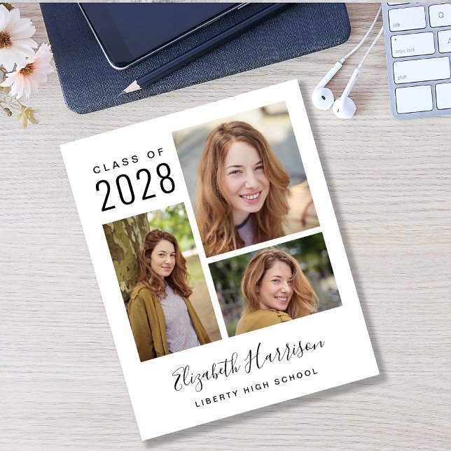 Budget 3 Photo Collage Graduation Announcement (Creator Uploaded)