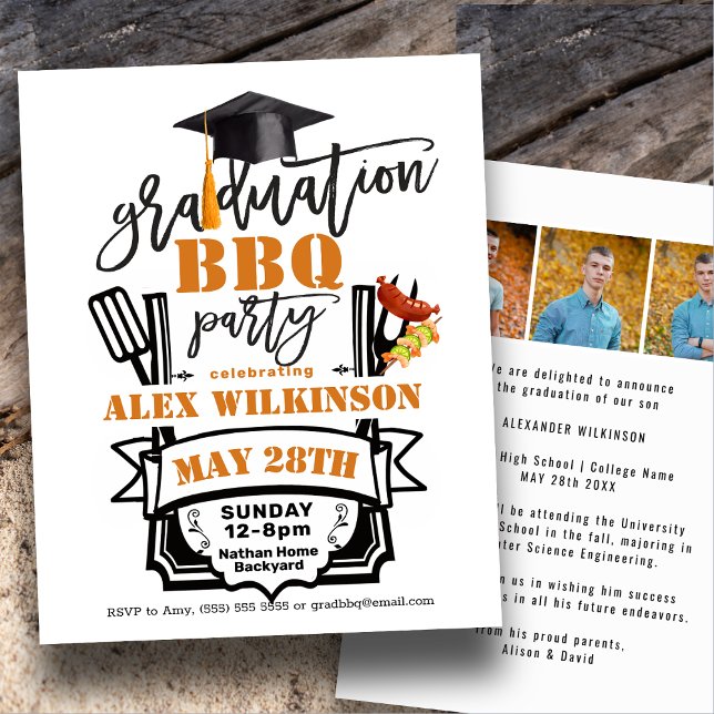 BUDGET 3 Photo Graduation BBQ Party Invitation (Creator Uploaded)