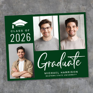 Budget 3 Photo Green Graduation Announcement