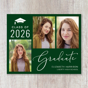 Budget 3 Photo Green Graduation Announcement