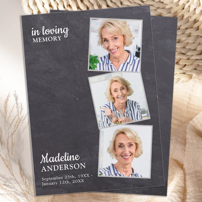 Budget 3 Photo Sympathy Funeral Thank You Card (Creator Uploaded)