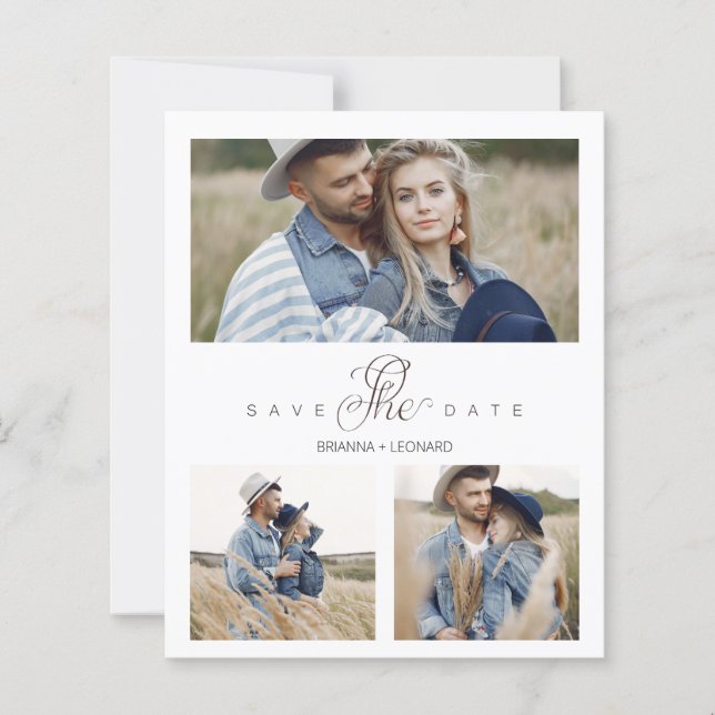 Budget 3 Photos Couple Simple Elegant Script (Front)