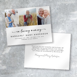 BUDGET 3 Photos Funeral Sympathy Thank You Card