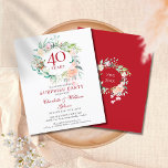 Budget 40th Anniversary Surprise Party Invitation<br><div class="desc">Featuring a delicate watercolor floral garland,  this chic botanical surprise party 40th wedding anniversary invitation can be personalised with your special ruby anniversary information. The reverse features a matching floral garland framing the anniversary dates in elegant white text on a ruby background. Designed by Thisisnotme©</div>