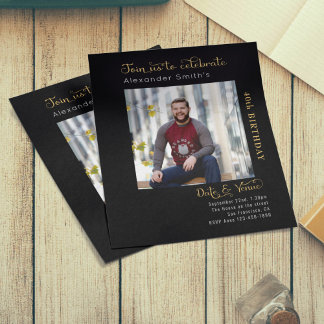 Budget 40th Birthday Black Invitation Flyer