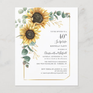 Budget 40th Birthday Floral Eucalyptus Sunflower