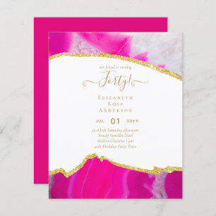 Budget 40th Birthday Glitter Agate Girly Design