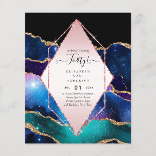 Budget 40th Birthday Glitter Foil Pink Girly Flyer
