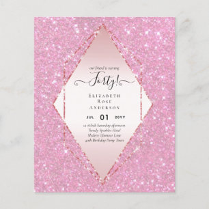 Budget 40th Birthday Glitter Foil Pink Girly Flyer
