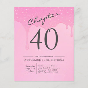 Budget 40th Birthday Pink Grey Invitation Flyer