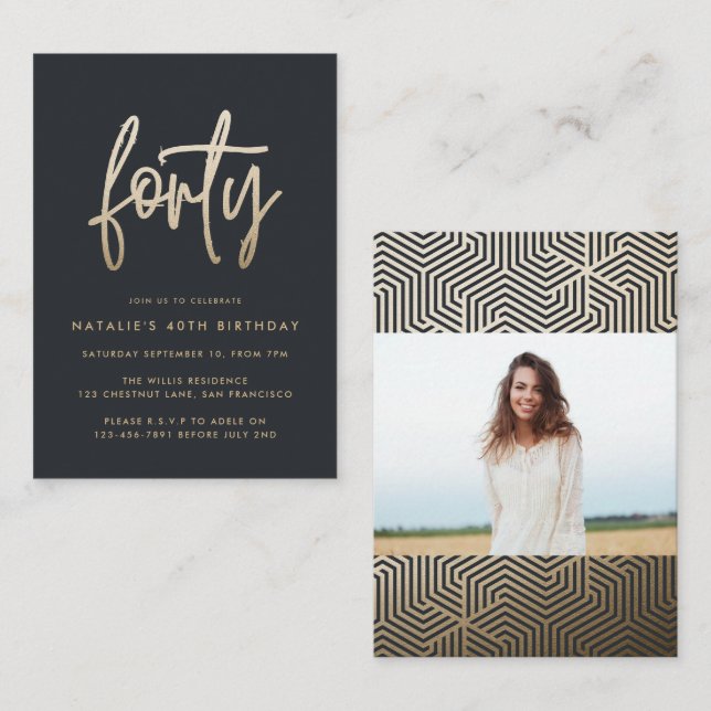 budget 40th birthday simple stylish elegant script card (Front/Back)