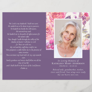 Budget 4-page Floral Peony Funeral Program