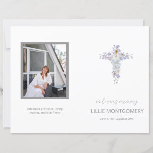 Budget 4-page Flower Cross Funeral Program
