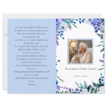 Budget 4 Page Funeral Program Soft Blue Floral