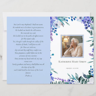 Budget 4 Page Funeral Program Soft Blue Floral