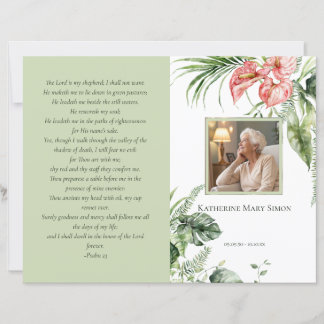 Budget 4-Page Green Funeral Program Photo Layout