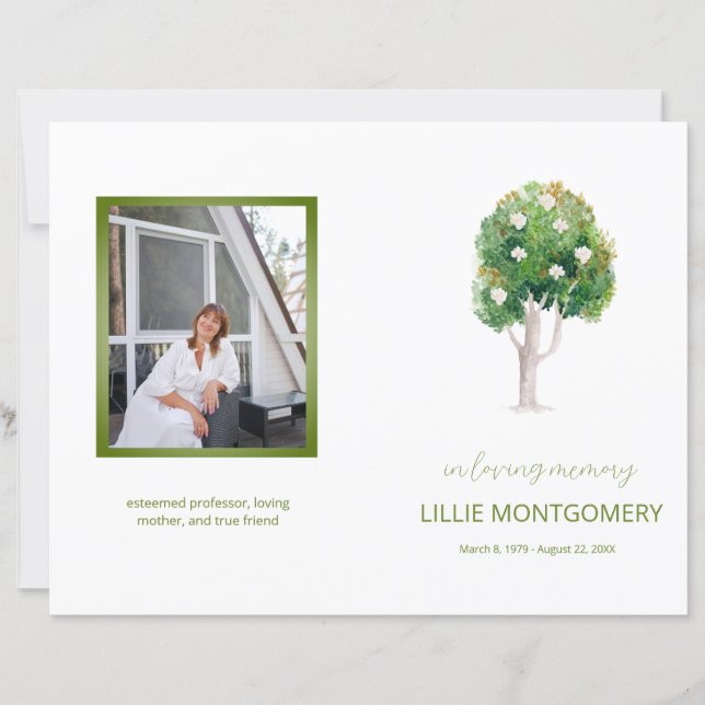 Budget 4-page Magnolia Tree Funeral Program (Front)