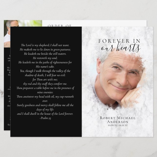 Budget 4-page Marble Funeral Program (Front/Back)