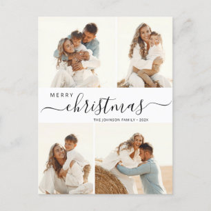 Budget 4 Photo Collage Script Christmas Holiday Postcard