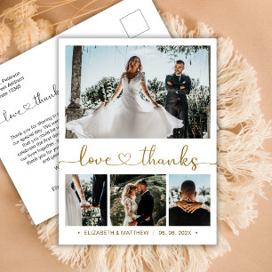 Budget 4 Photo Collage Wedding Thank You Postcard