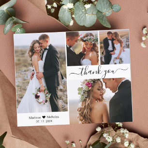 Budget 4 Photo Collage Wedding Thank You Script Flyer