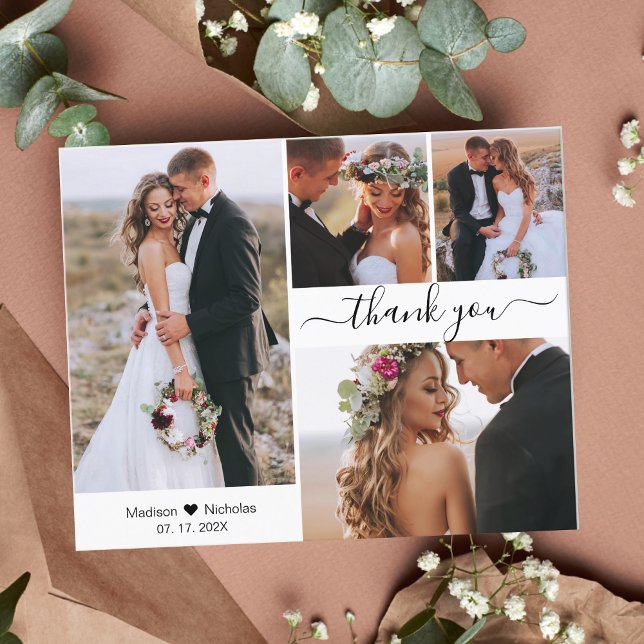 Budget 4 Photo Collage Wedding Thank You Script Flyer (Creator Uploaded)