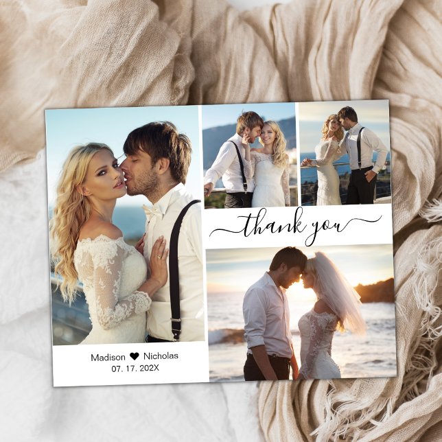 Budget 4 Photo Collage Wedding Thank You Script Flyer (Creator Uploaded)