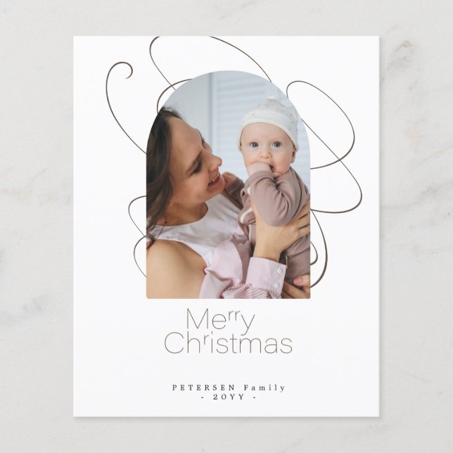 Budget 4 photo Merry Christmas Holiday Card (Front)