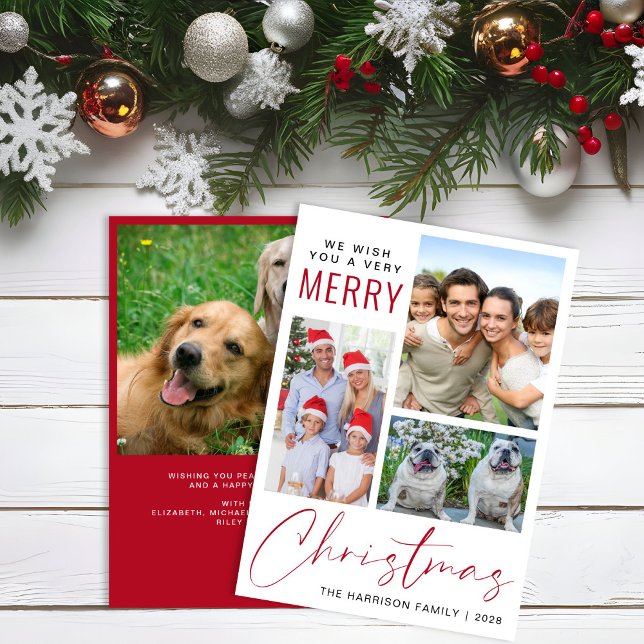 Budget 4 Photo Merry Christmas Holiday Card (Creator Uploaded)