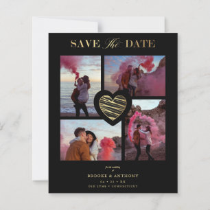 Budget 4 Photos Black Collage Wedding Gold Heart
