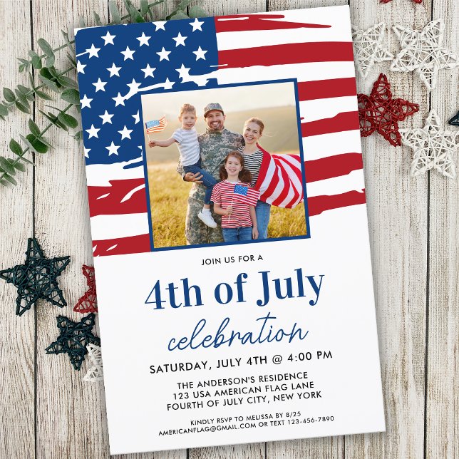 Budget 4th Of July Family Photo Party Invitation  (Creator Uploaded)