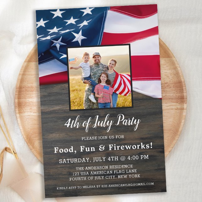 Budget 4th Of July Party American Flag Photo Invit (Creator Uploaded)