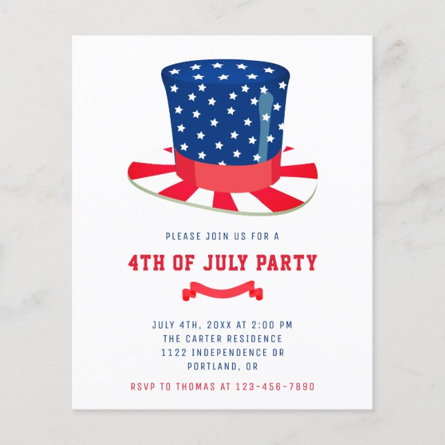 Budget 4th of July Party Patriotic BBQ  (Front)