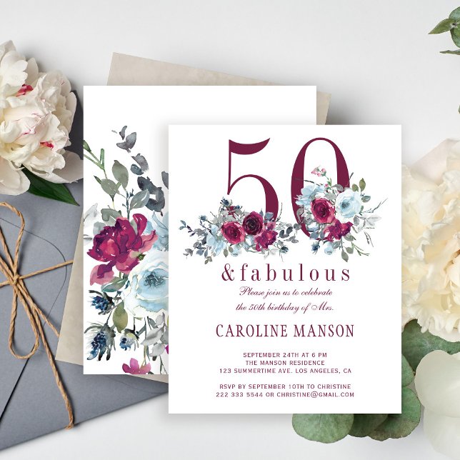 Budget 50 and fabulous floral birthday invitation (Creator Uploaded)