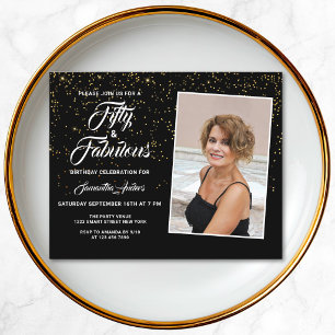 Budget 50 and Fabulous Gold Glitter Invitation