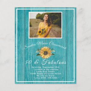 Budget 50 and Fabulous Sunflower Teal Birthday