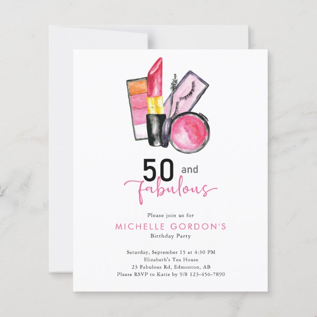 Budget 50 & Fabulous 50th Birthday Cosmetics Pink  (Front)