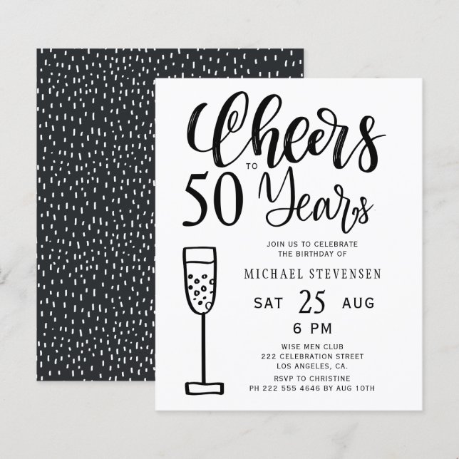 Budget 50 years birthday party invitation (Front/Back)