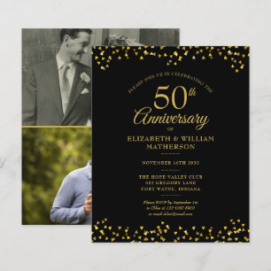 Budget 50th Anniversary Gold 2 Photo Invitation