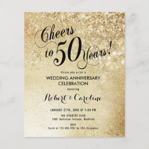 Budget 50th Anniversary Gold Invitation Flyer