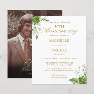 Budget 50th Anniversary Greenery Photo Invitation